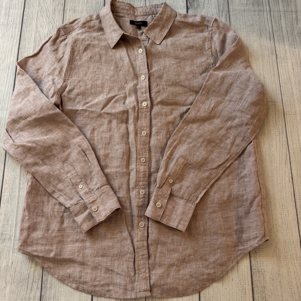 Quince 100% European Linen Long Sleeve Button Down Shirt Vintage Pink Women's L